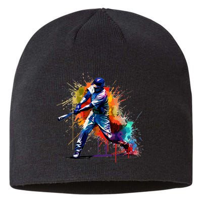 Baseball Player Paint Splash Sustainable Beanie