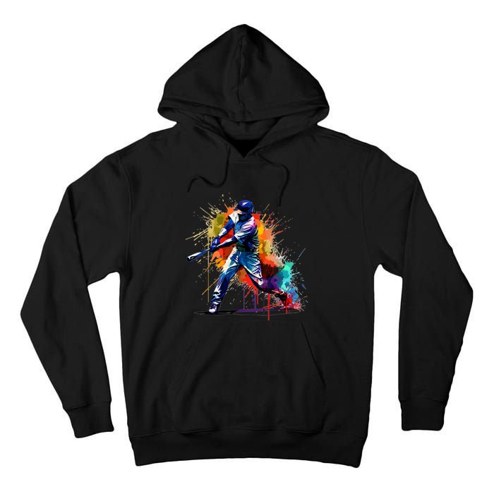 Baseball Player Paint Splash Tall Hoodie