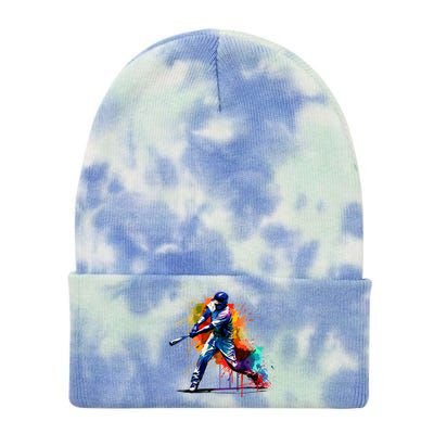 Baseball Player Paint Splash Tie Dye 12in Knit Beanie