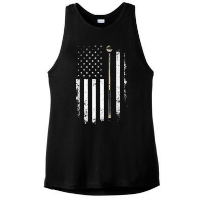 Billiards Pool Player Table Usa Us American Flag Ladies PosiCharge Tri-Blend Wicking Tank