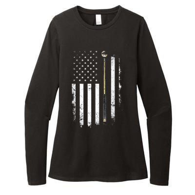 Billiards Pool Player Table Usa Us American Flag Womens CVC Long Sleeve Shirt