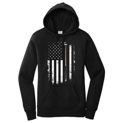 Billiards Pool Player Table Usa Us American Flag Women's Pullover Hoodie