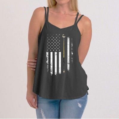 Billiards Pool Player Table Usa Us American Flag Women's Strappy Tank