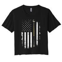 Billiards Pool Player Table Usa Us American Flag Women's Crop Top Tee