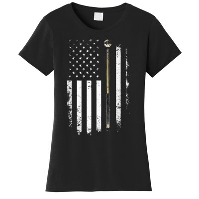 Billiards Pool Player Table Usa Us American Flag Women's T-Shirt