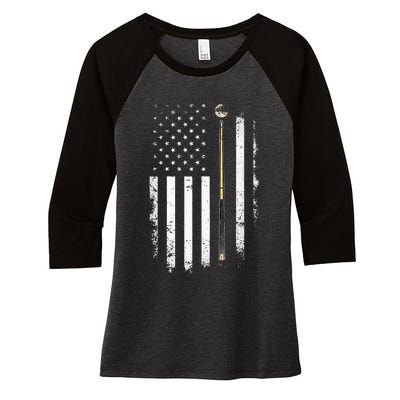 Billiards Pool Player Table Usa Us American Flag Women's Tri-Blend 3/4-Sleeve Raglan Shirt