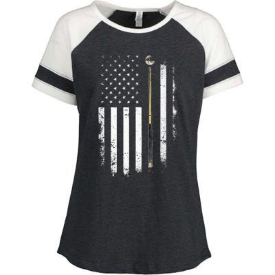 Billiards Pool Player Table Usa Us American Flag Enza Ladies Jersey Colorblock Tee