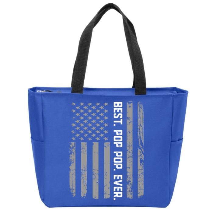 Best Pop Pop Ever Vintage American Flag For Dad Papa Gift Zip Tote Bag