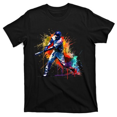 Baseball Player Paint Splash T-Shirt