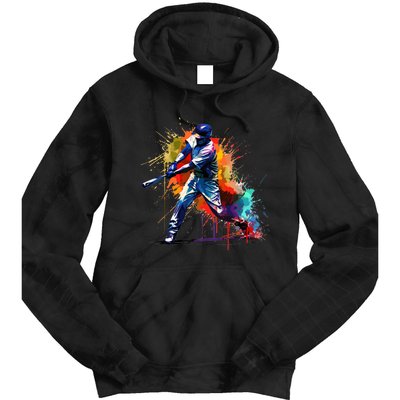 Baseball Player Paint Splash Tie Dye Hoodie