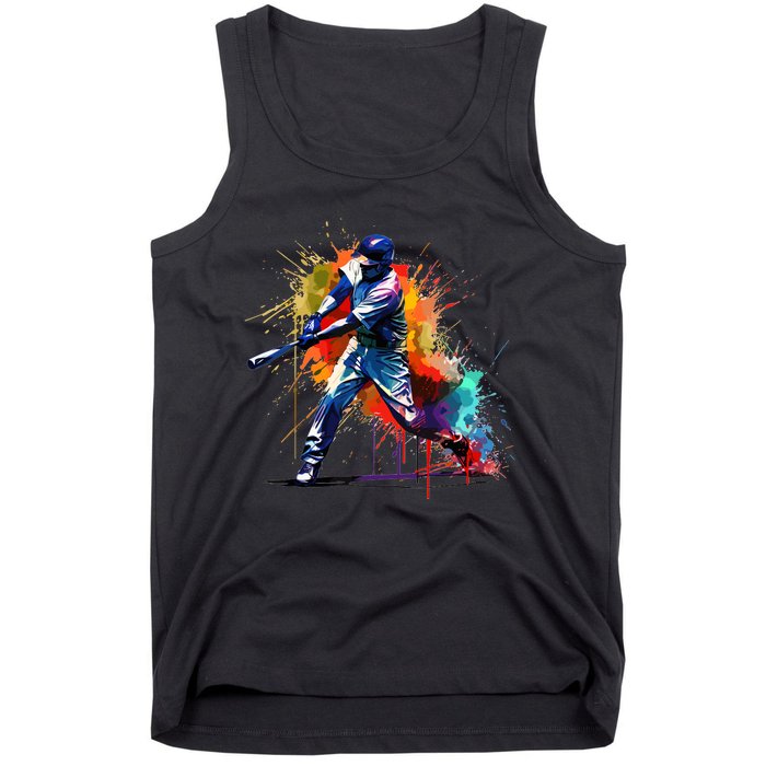 Baseball Player Paint Splash Tank Top