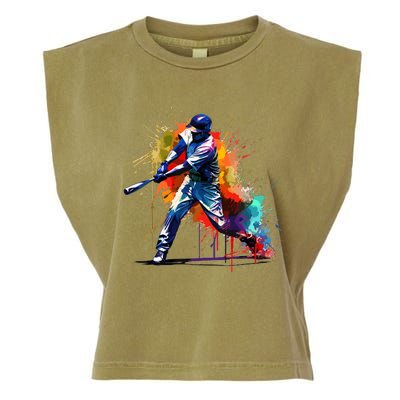 Baseball Player Paint Splash Garment-Dyed Women's Muscle Tee