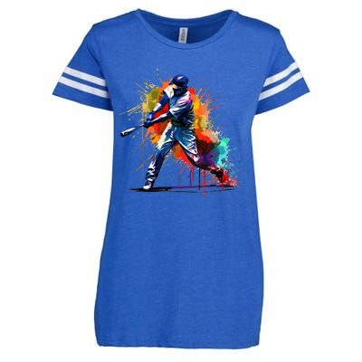 Baseball Player Paint Splash Enza Ladies Jersey Football T-Shirt