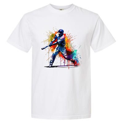 Baseball Player Paint Splash Garment-Dyed Heavyweight T-Shirt