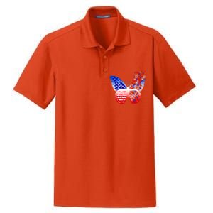 Butterfly Patriotic Peace Signs 4th Of July American Flag Funny Gift Dry Zone Grid Polo