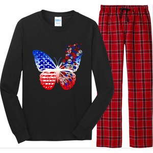 Butterfly Patriotic Peace Signs 4th Of July American Flag Funny Gift Long Sleeve Pajama Set