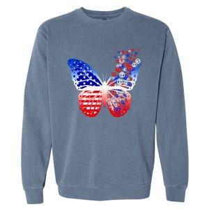 Butterfly Patriotic Peace Signs 4th Of July American Flag Funny Gift Garment-Dyed Sweatshirt