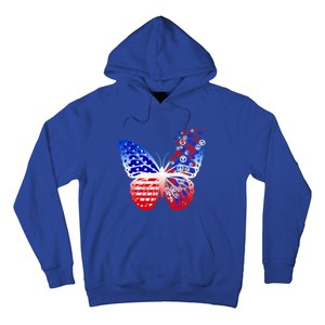 Butterfly Patriotic Peace Signs 4th Of July American Flag Funny Gift Hoodie