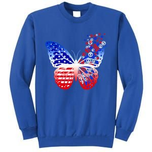 Butterfly Patriotic Peace Signs 4th Of July American Flag Funny Gift Sweatshirt