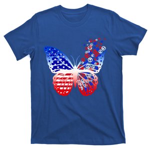 Butterfly Patriotic Peace Signs 4th Of July American Flag Funny Gift T-Shirt