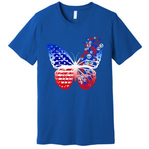 Butterfly Patriotic Peace Signs 4th Of July American Flag Funny Gift Premium T-Shirt