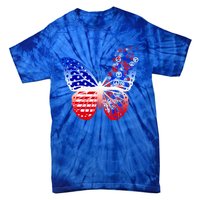 Butterfly Patriotic Peace Signs 4th Of July American Flag Funny Gift Tie-Dye T-Shirt