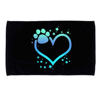 Blue Paw Print Heart Cute Dog Cat Love Valentines Day Gift Microfiber Hand Towel