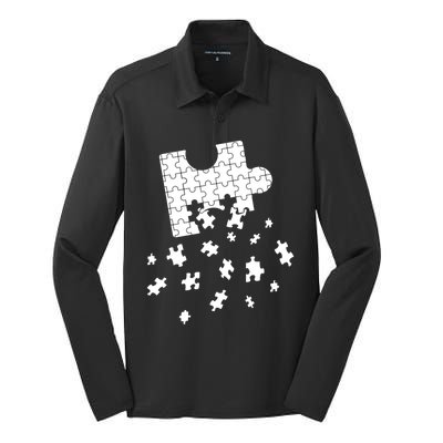 Big Puzzle Piece Flying Puzzles Pieces Meaningful Gift Silk Touch Performance Long Sleeve Polo