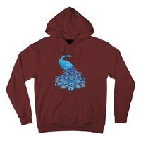 Blue Peacock Print Teal Feathers Bird Lover Hoodie