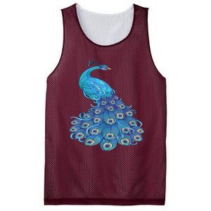 Blue Peacock Print Teal Feathers Bird Lover Mesh Reversible Basketball Jersey Tank