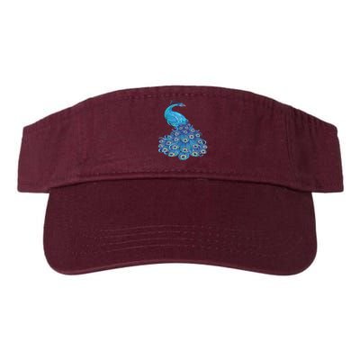 Blue Peacock Print Teal Feathers Bird Lover Valucap Bio-Washed Visor