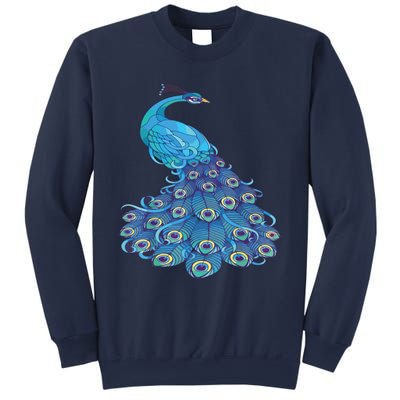 Blue Peacock Print Teal Feathers Bird Lover Sweatshirt