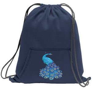 Blue Peacock Print Teal Feathers Bird Lover Sweatshirt Cinch Pack Bag