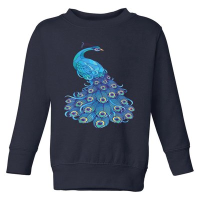 Blue Peacock Print Teal Feathers Bird Lover Toddler Sweatshirt