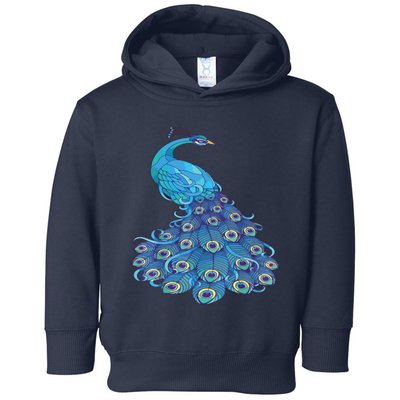 Blue Peacock Print Teal Feathers Bird Lover Toddler Hoodie