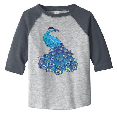 Blue Peacock Print Teal Feathers Bird Lover Toddler Fine Jersey T-Shirt