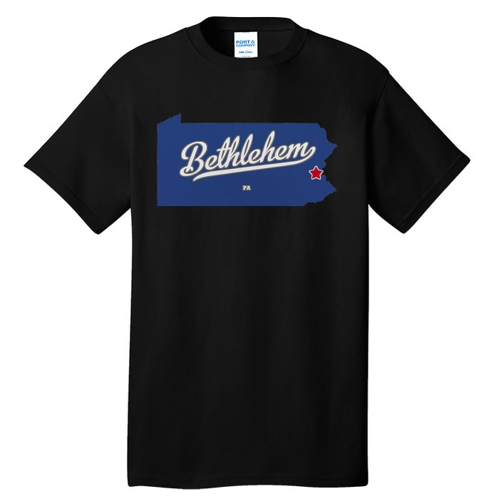 Bethlehem Pennsylvania PA Map Tall T-Shirt