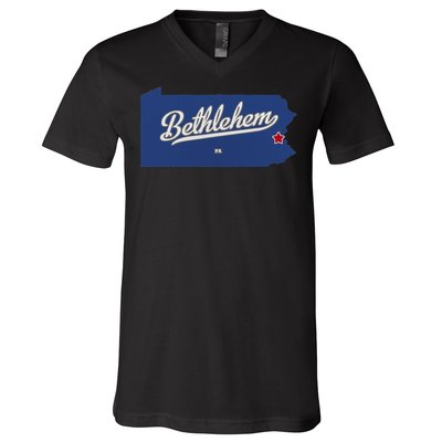 Bethlehem Pennsylvania PA Map V-Neck T-Shirt