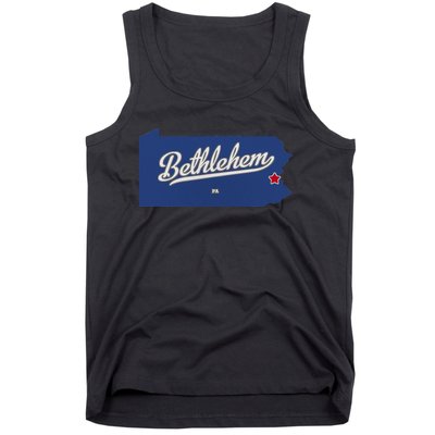 Bethlehem Pennsylvania PA Map Tank Top