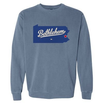 Bethlehem Pennsylvania PA Map Garment-Dyed Sweatshirt