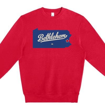 Bethlehem Pennsylvania PA Map Premium Crewneck Sweatshirt