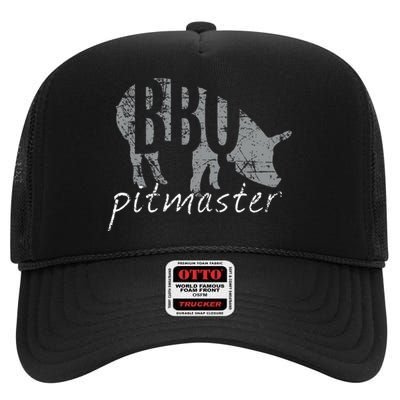 Bbq Pitmaster  Pig Grilling Grill High Crown Mesh Back Trucker Hat