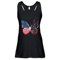 Butterfly Patriotic Peace Signs 4th Of July US Flag Ladies Essential Flowy Tank