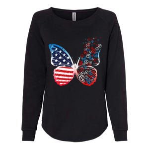 Butterfly Patriotic Peace Signs 4th Of July US Flag Womens California Wash Sweatshirt