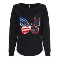 Butterfly Patriotic Peace Signs 4th Of July US Flag Womens California Wash Sweatshirt