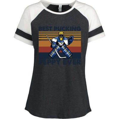 Best Pucking Peppy Ever Funny Hockey Grandpa Saying Cool Gift Enza Ladies Jersey Colorblock Tee