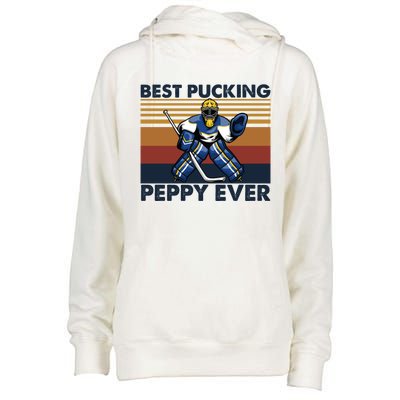 Best Pucking Peppy Ever Funny Hockey Grandpa Saying Cool Gift Womens Funnel Neck Pullover Hood