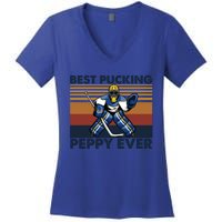 Best Pucking Peppy Ever Funny Hockey Grandpa Saying Cool Gift Women's V-Neck T-Shirt