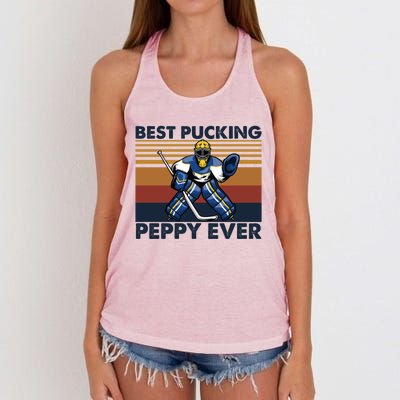 Best Pucking Peppy Ever Funny Hockey Grandpa Saying Cool Gift Women's Knotted Racerback Tank