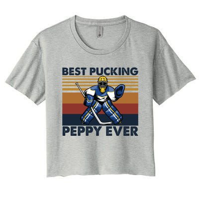 Best Pucking Peppy Ever Funny Hockey Grandpa Saying Cool Gift Women's Crop Top Tee